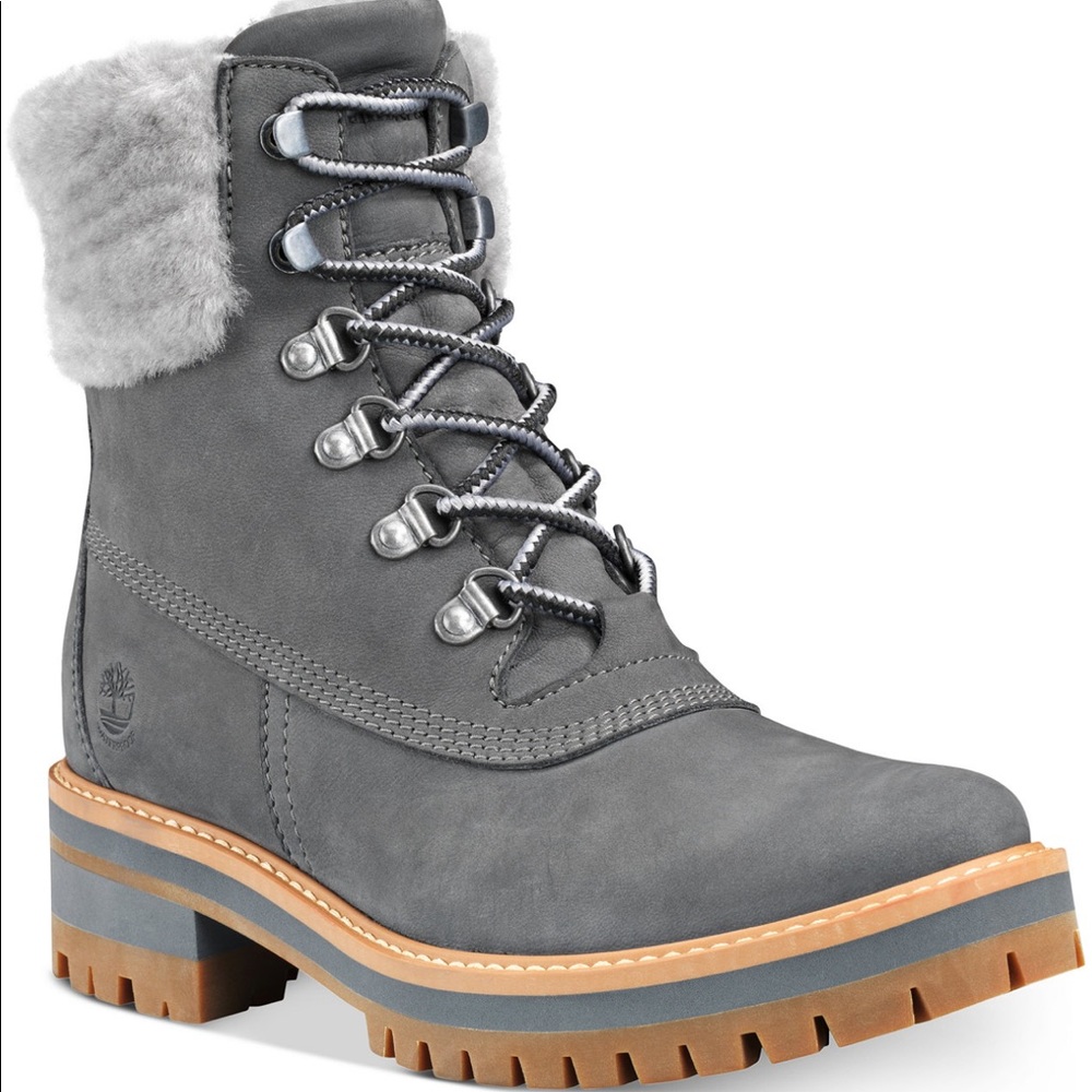 Courmayeur Valley Gray 6” Waterproof Faux Fur Boots Size 8
